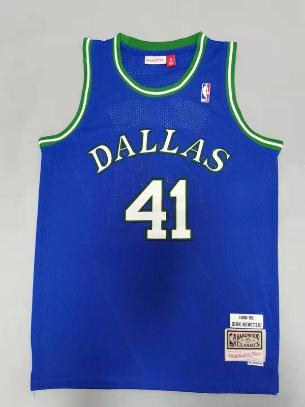 Men Dallas Mavericks 41 Nowitzki Blue Throwback 2025 NBA Jersey